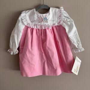 Beatrix Potter Original Pink Embroidered Peter Rabbit Dress 6-9 Baby Girl New
